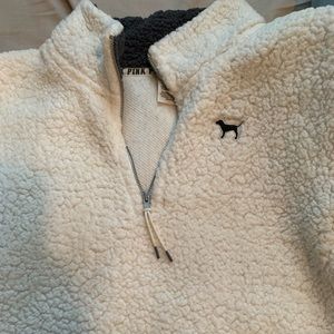 VS PINK- off white Sherpa jacket!